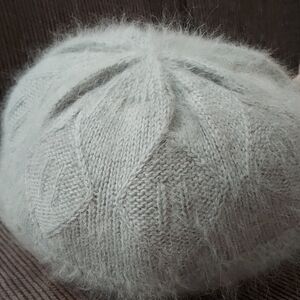 Coquette Beret Fuzzy Angora Wool Knit Made In Italy